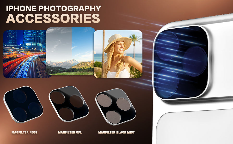 MagFilter Phone Camera Lens Filter Kit for iPhone 17 Pro and iPhone 17 Pro Max - Silver