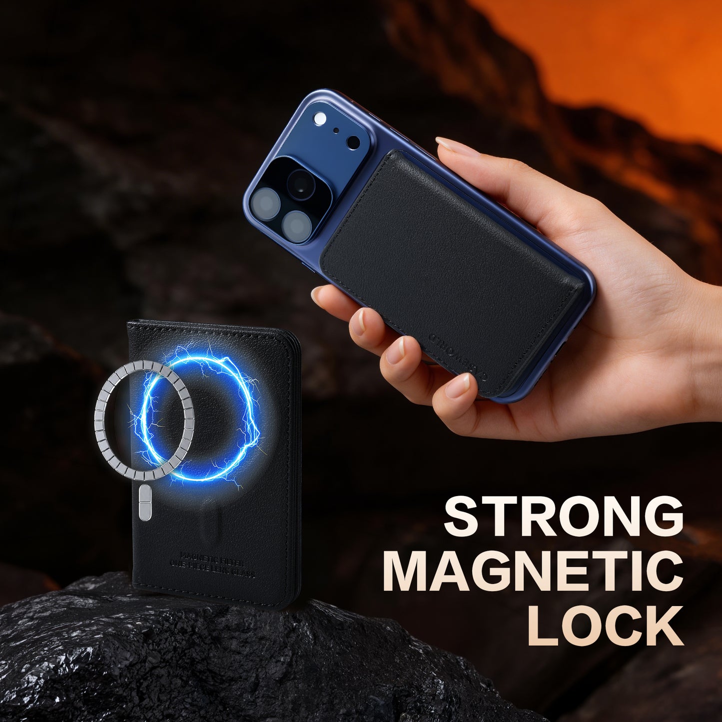 MagFilter Storage Wallet in Premium Synthetic Leather, Anti-Fingerprint Design for iPhone Photography Enthusiasts Black
