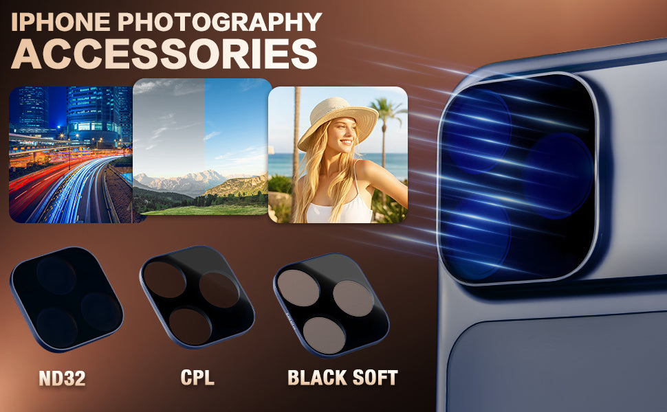 MagFilter Phone Camera Lens Filter Kit for iPhone 17 Pro and iPhone 17 Pro Max - Blue